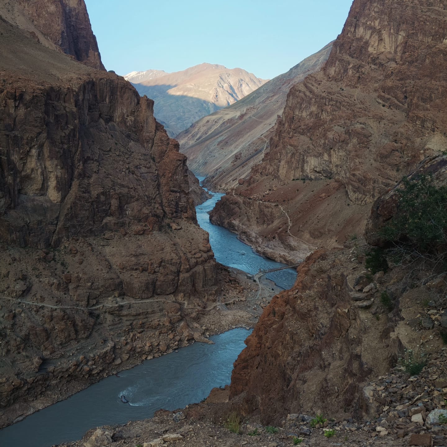 Rugged mountain gorges showcasing the raw geological beauty of the cold desert.